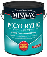 Minwax Polycrylic 15555000 Protective Finish Paint, Gloss, Liquid, Crystal Clear, 1 gal, Can